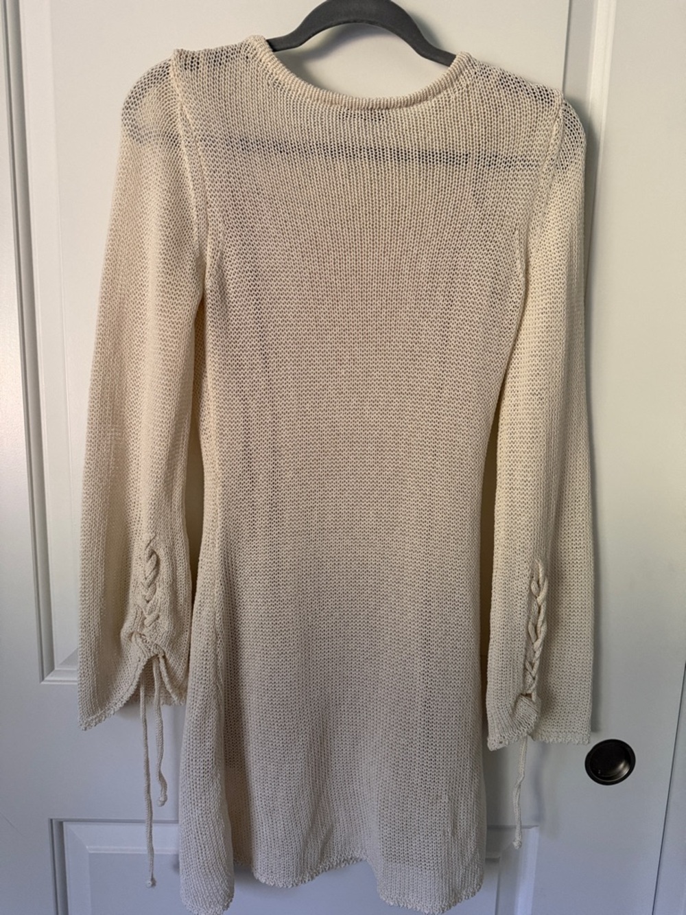Zara Cream Long-Sleeve Knit Shift Dress - Picture 6 of 8